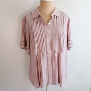 Style & Co Pink Button-Up Blouse